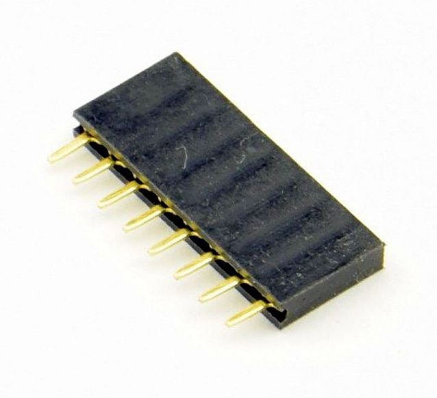 Pin header female pinsocket 1x8-pin 2.54mm pitch zwart